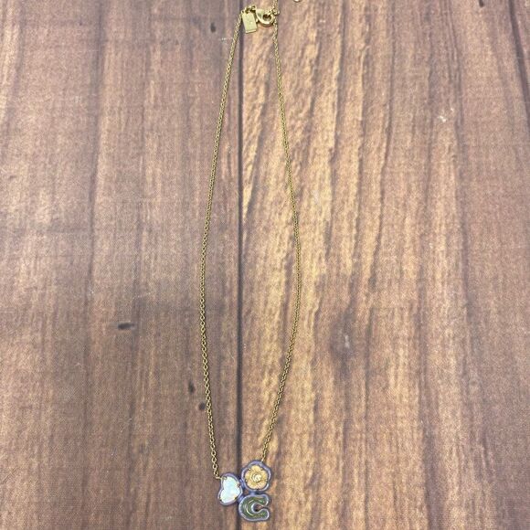 COACH GOLD AND PURPLE CHARM NECKLACE DH70 - Picture 2 of 4